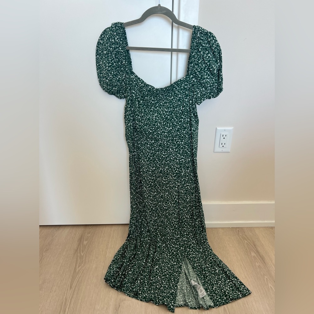 Green Floral Midi Dress